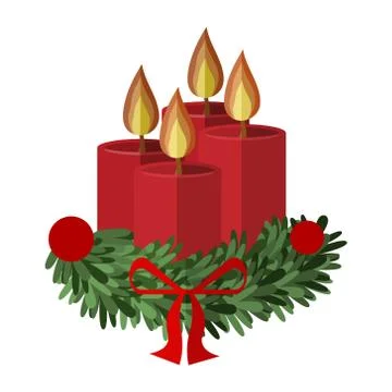 Vector Christmas Advent Wreth with Candles Stock Illustration