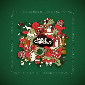 Vector Christmas and New Year Greeting Card Stock Illustration