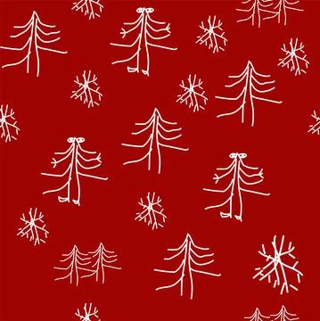Vector. Christmas and New Year seamless pattern.  Children's drawing. Stock Illustration