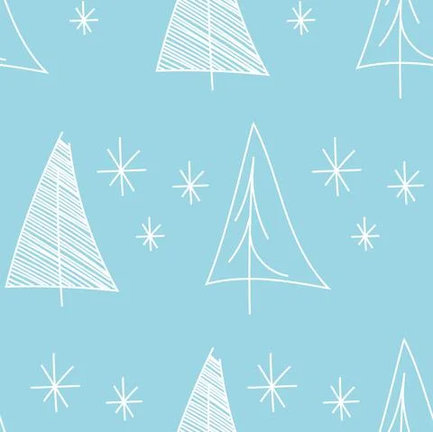 Vector. Christmas and New Year drawing seamless pattern. Stock Illustration