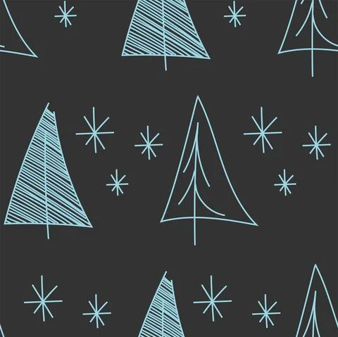 Vector. Christmas and New Year drawing seamless pattern. Stock Illustration