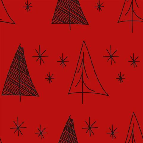 Vector. Christmas and New Year drawing seamless pattern. Stock Illustration