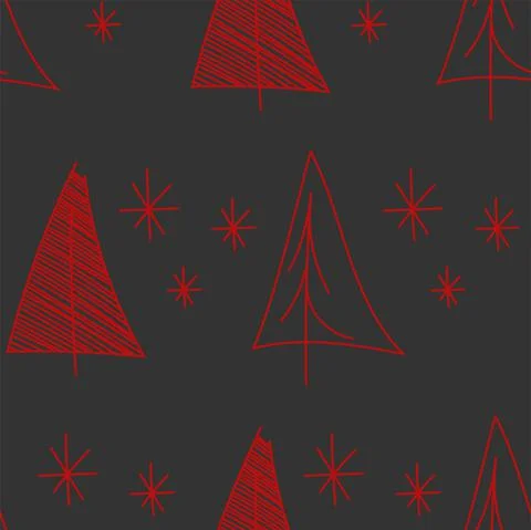 Vector. Christmas and New Year drawing seamless pattern. Stock Illustration