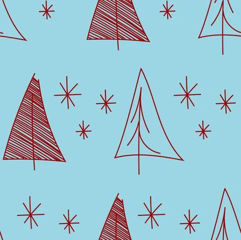 Vector. Christmas and New Year drawing seamless pattern. Stock Illustration