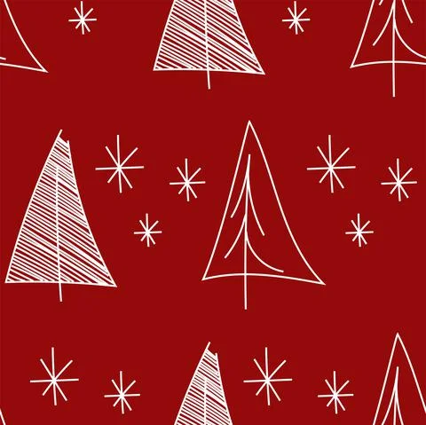 Vector. Christmas and New Year drawing seamless pattern. Stock Illustration