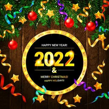 Vector Christmas and new year wishes on card Stock Illustration