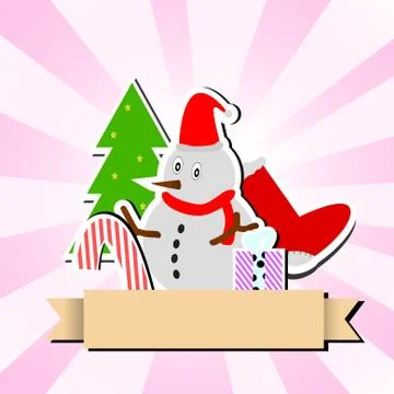 Vector : Christmas background with empty label Stock Illustration