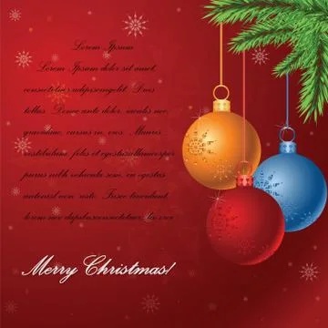 Vector Christmas background with glossy balls Stock Illustration