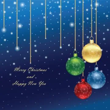 Vector Christmas background with glossy balls Stock Illustration