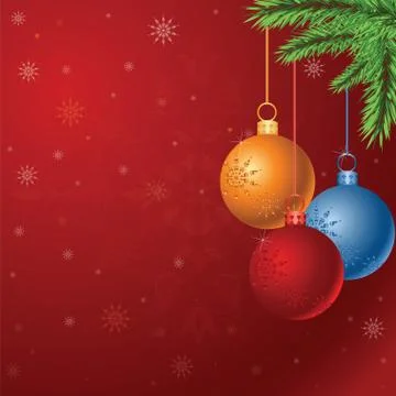 Vector Christmas background with glossy balls Stock Illustration