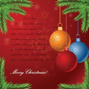 Vector Christmas background with glossy balls Stock Illustration