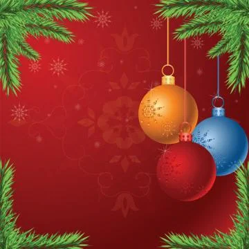 Vector Christmas background with glossy balls Stock Illustration