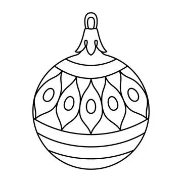 Vector christmas ball doodle style. Hand drawn black and white isolated globe Stock Illustration