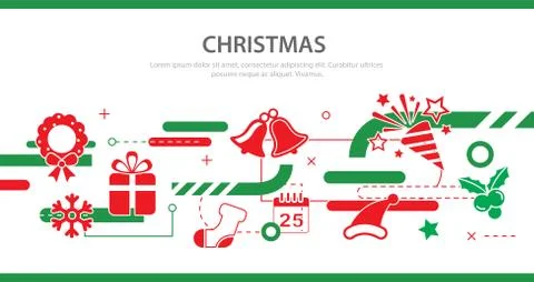 Vector christmas banner flat design Stock Illustration