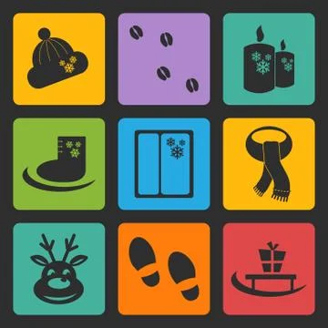 Vector christmas black icons set Stock Illustration