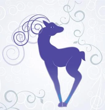 Vector christmas blue decor deer on white background Stock Illustration