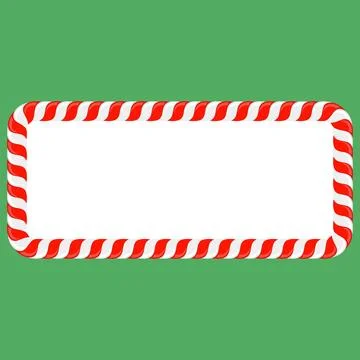 Vector Christmas candy cane frame with red and white stripes on green backg.. 库存插图