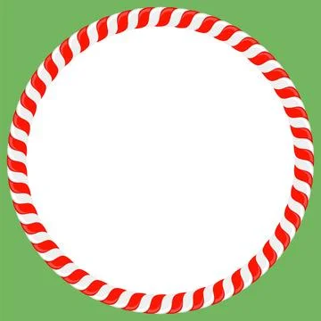 Vector Christmas candy cane frame with red and white stripes on green backgro 库存插图