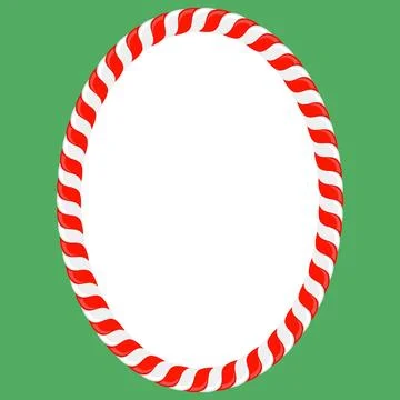 Vector Christmas candy cane frame with red and white stripes on green backgro イラスト素材
