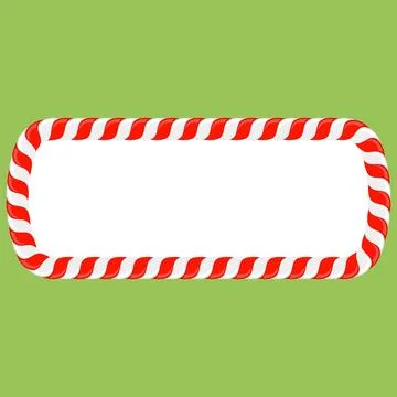 Vector Christmas candy cane frame with red and white stripes on green background 库存插图