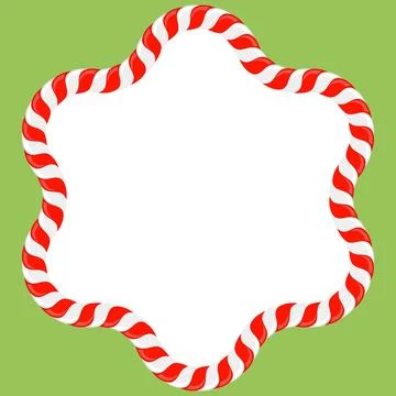 Vector Christmas candy cane frame with red and white stripes on green backgro Stock Illustration