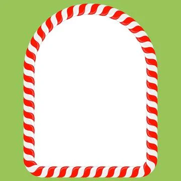Vector Christmas candy cane frame with red and white stripes on green backgro Stockillustratie