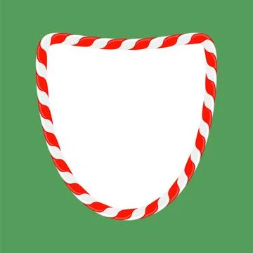 Vector Christmas candy cane frame with red and white stripes on green background Stock Illustration