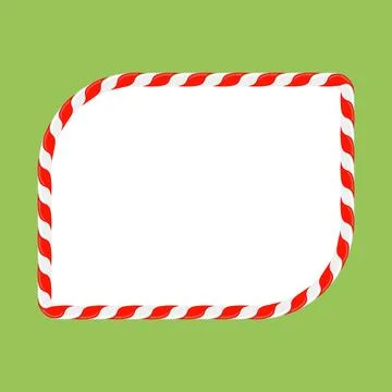 Vector Christmas candy cane frame with red and white stripes on green backgro 库存插图