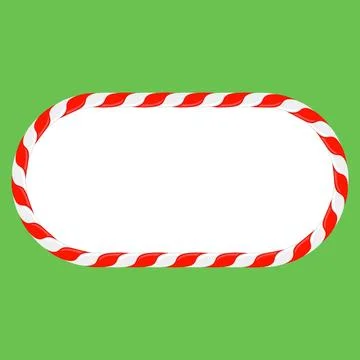Vector Christmas candy cane frame with red and white stripes on green backgro 库存插图