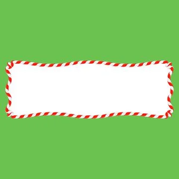 Vector Christmas candy cane frame with red and white stripes on green backg.. Stock Illustration
