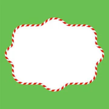 Vector Christmas candy cane frame with red and white stripes on green backgro Stockillustratie
