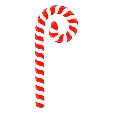 Vector Christmas candy cane icon isolated on white. Traditional xmas candy .. 库存插图