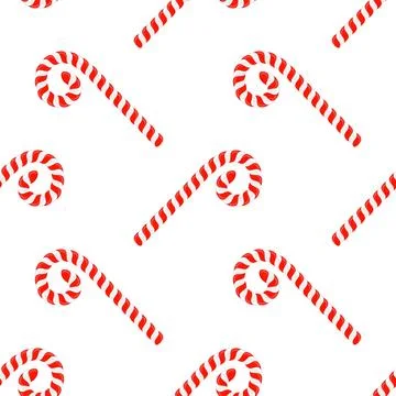Vector Christmas candy cane seamless pattern on white background. Xmas symbol Stock Illustration