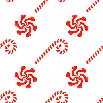 Vector Christmas candy seamless pattern. Lollipop sugar caramel. Cartoon dessert Stock Illustration