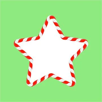 Vector Christmas candy star frame with red and white stripes on green backgro 库存插图