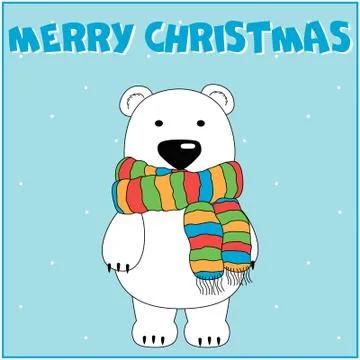 Vector Christmas card with cute bear Stock Illustration