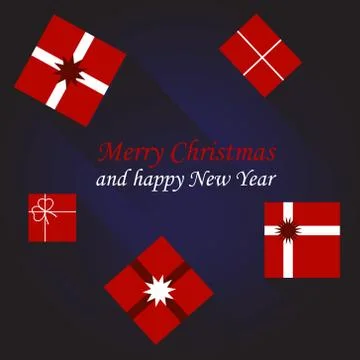 Vector christmas card with gift boxes Stock Illustration
