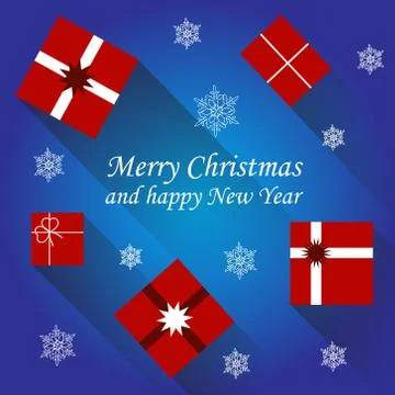 Vector christmas card with gift boxes Stock Illustration