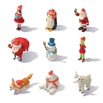 Vector Christmas characters Isometric Stock Illustration