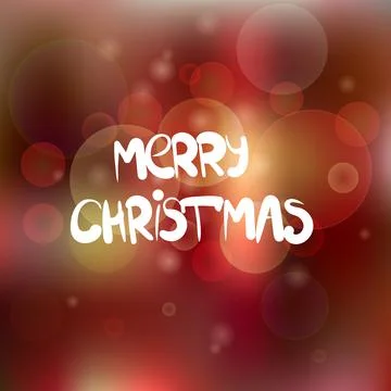 Vector christmas congratulation on red blurred background Stock Illustration