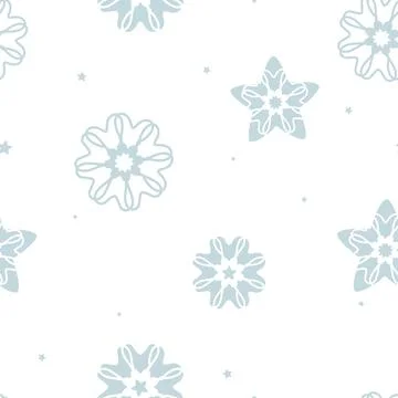 Vector Christmas Cookie Snowflakes on White seamless pattern background. Perfect Stock Illustration