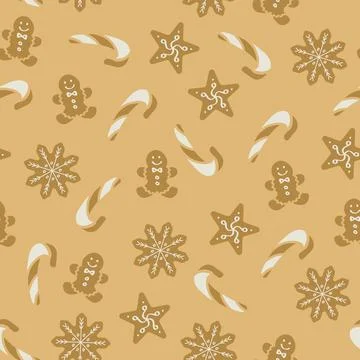 Vector Christmas Cookies seamless repeat pattern background design Illustrazione stock