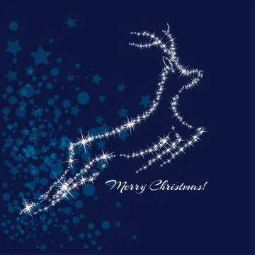 Vector Christmas deer, starry background Stock Illustration