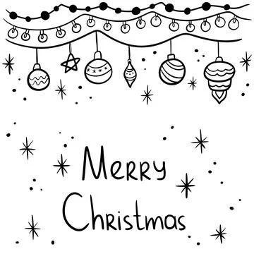 Vector Christmas doodle ball greeting card. Cute hand drawn sketchy invitation Stock Illustration