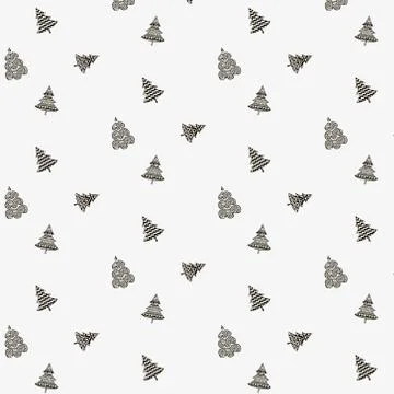 Vector Christmas Doodles Seamless Background Pattern Stock Illustration