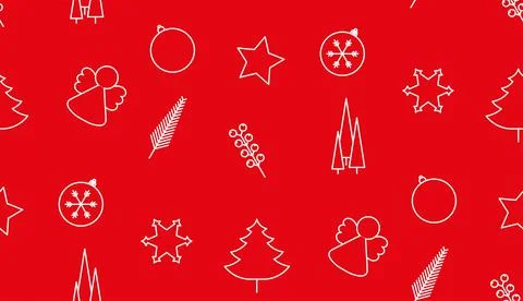 Vector christmas elements seamless pattern outlined icons イラスト素材