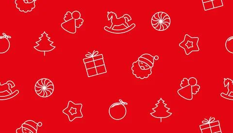 Vector christmas elements seamless pattern outlined icons イラスト素材