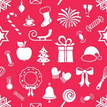 Vector christmas endless pattern with simple icons Stock Illustration