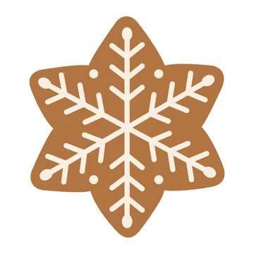Vector Christmas Gingerbread Snowflake Cookie Decorated with White Icing Stock Illustration