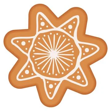 Vector Christmas gingerbread star with icing pattern Stock Illustration